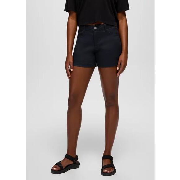 Prana Stretch Zion Halle Short Women's 12 Black 3" Inseam Standard Fit Mid Rise - Picture 1 of 11
